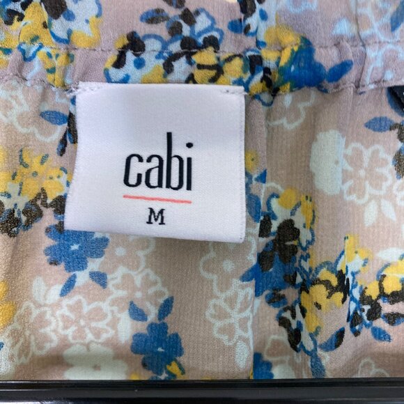 Cabi Blouse Womens Medium M Offsides 5221 Yellow Blue Floral Sleeveless Top - Picture 3 of 9